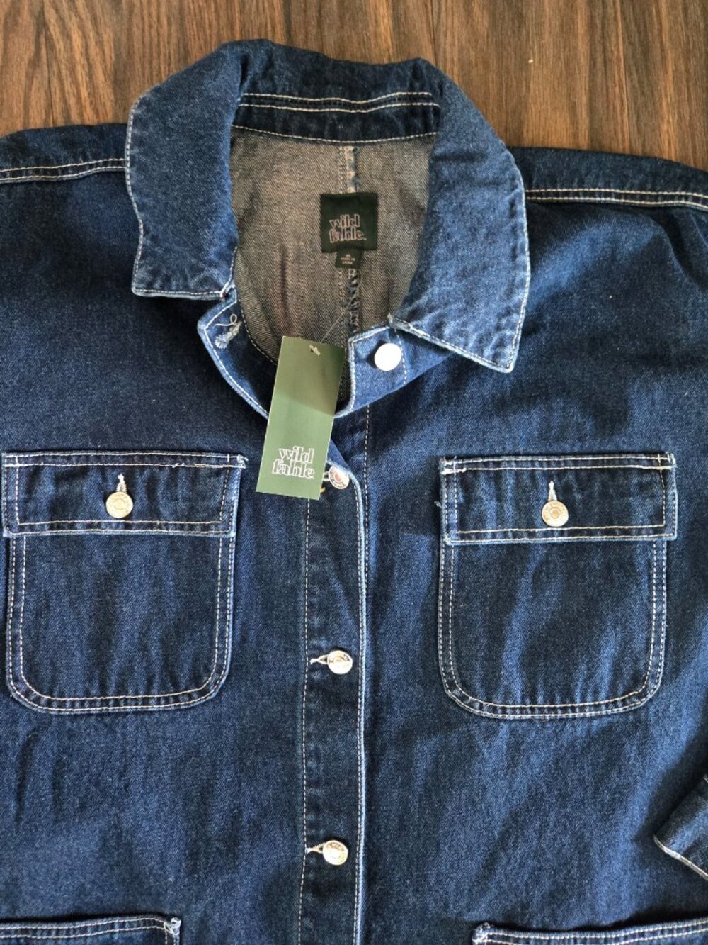 WILD FABLE Women's 100% Cotton Dark Wash Blue Denim Jacket NWT/SIZE XL - Picture 4 of 5